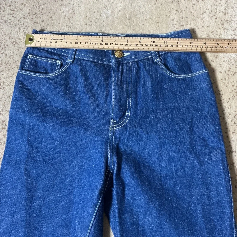 Tory Burch Minimalist‎ Straight Leg Contrast Stitch Indigo Denim Jeans Size 25